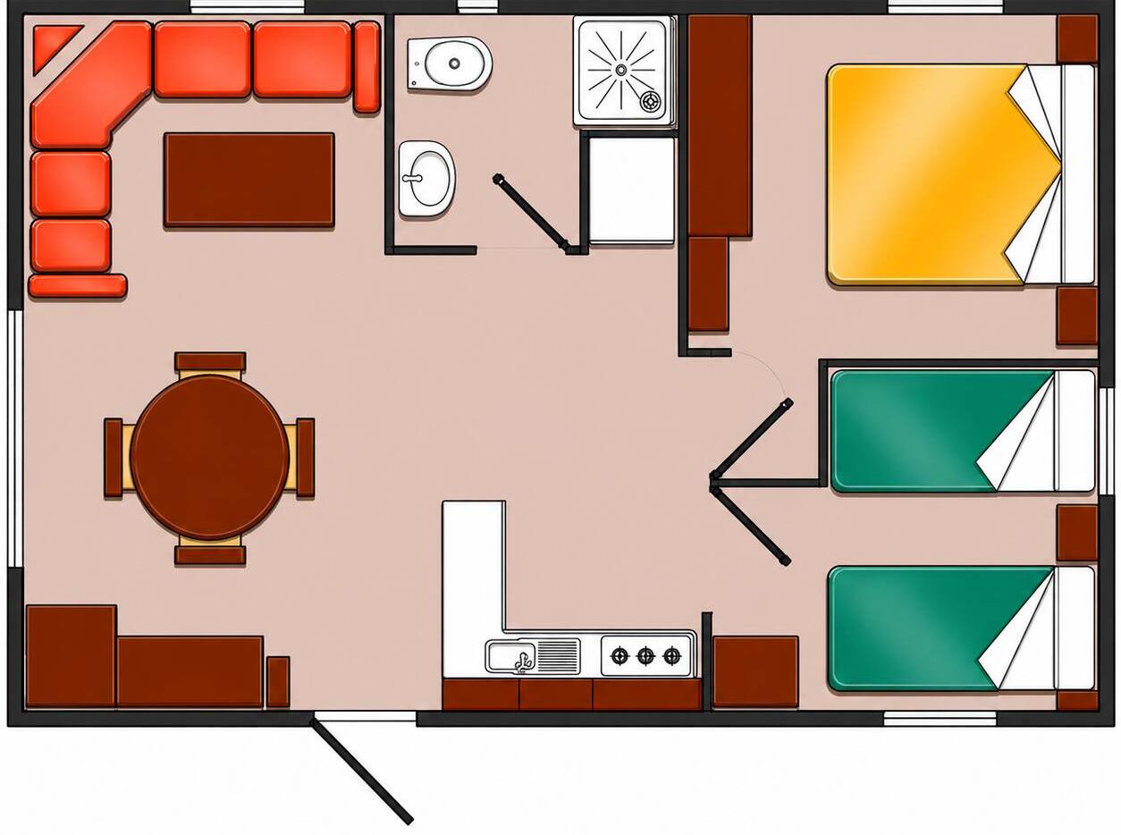 Plano casa la Toja en Camping Cangas
