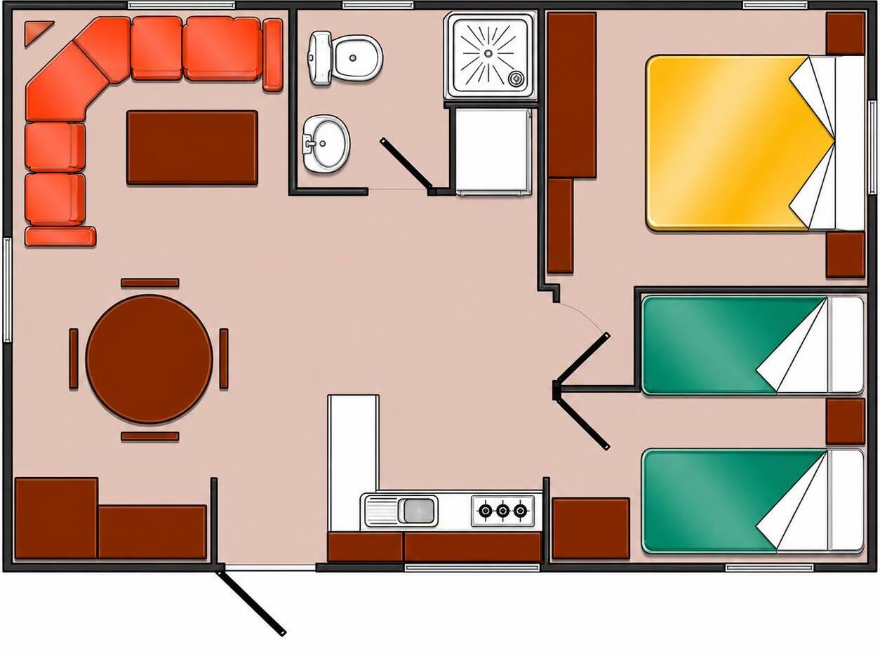 Plano casa Oncela en Camping Cangas